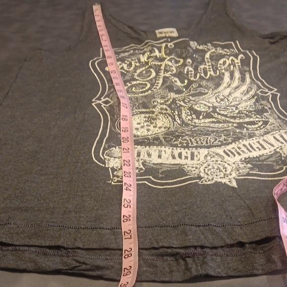 NEW! Vocal Black Graphic "Rough Rider" Tank Top Embellished With Rhinestones - Picture 10 of 12